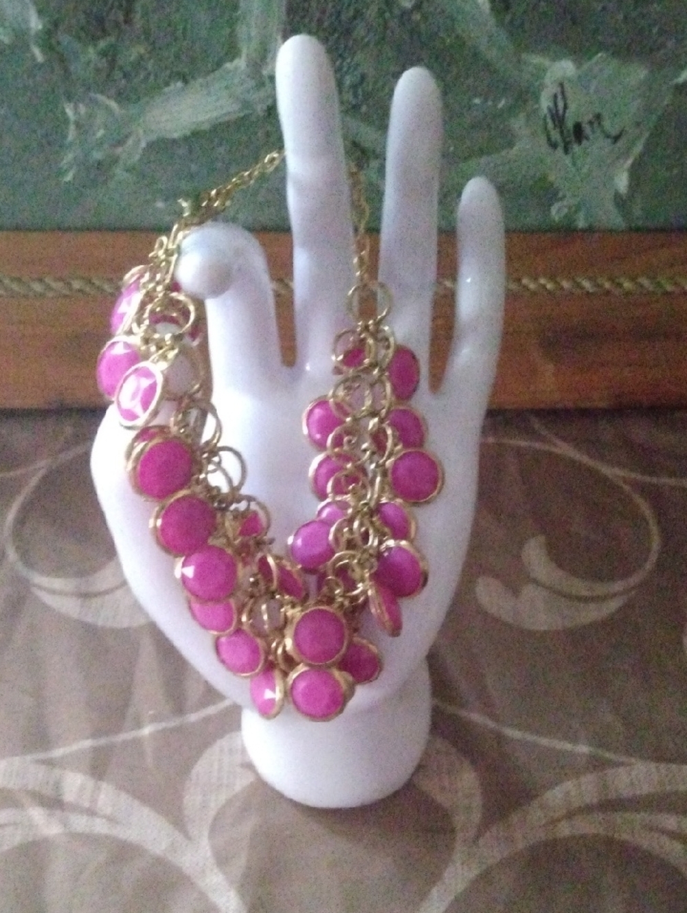Gold-Tone Pink Disc Statement Necklace - Women's Jewelry